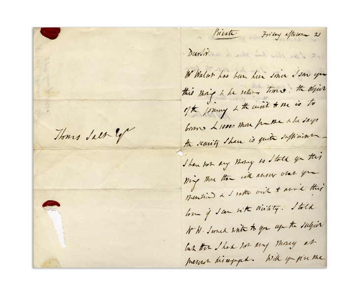 Autograph Letter Signed by Robert Darwin, Charles Darwin's Father -- ''...I have not any money as I told you...''